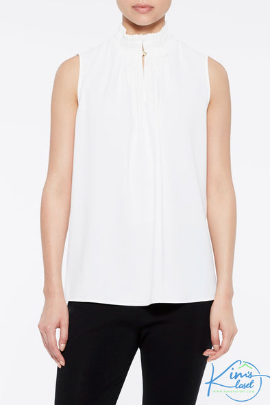 Ruched Neck Crepe De Chine Blouse - KimsKlosetKCL