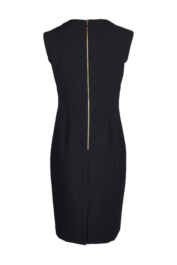 Cutout Front Sleeveless Bodycon Zipper Back Solid Crepe Dress