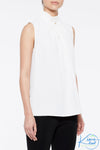 Ruched Neck Crepe De Chine Blouse - KimsKlosetKCL