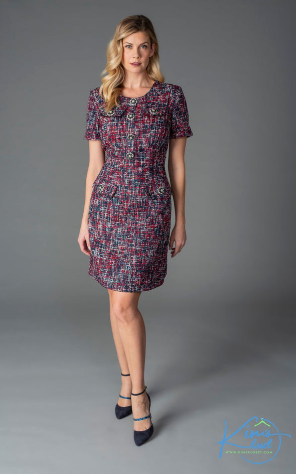 Berry Tweed Dress - KimsKlosetKCL