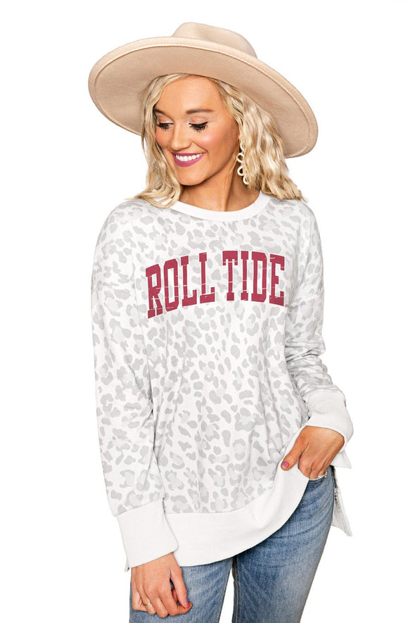ALABAMA CRIMSON TIDE "DAY OFF" CREW NECK SIDE-SLIT FRENCH TERRY PULLOVER