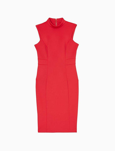 Mock Neck Sleeveless Sheath Dress - KimsKlosetKCL