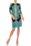 Navy Aqua Paisley Shift Dress - KimsKlosetKCL