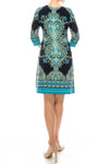 Navy Aqua Paisley Shift Dress - KimsKlosetKCL