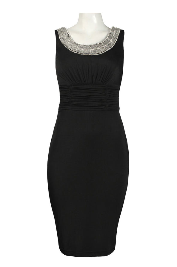 Beaded Neckline Jersey Dress with Bolero