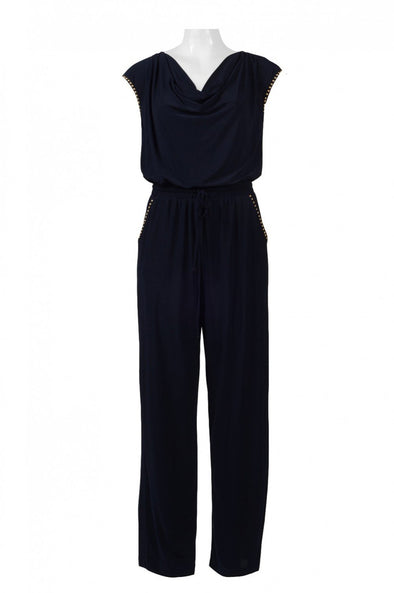 Cowl Neck Jersey Jumpsuit | Embellished - KimsKlosetKCL